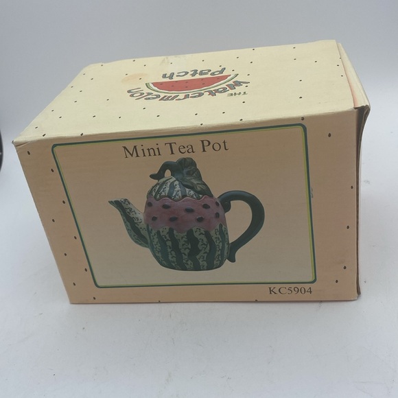 VTG  Cracker Barrel mini Watermelon ceramic Teapot w/ box - Picture 11 of 12
